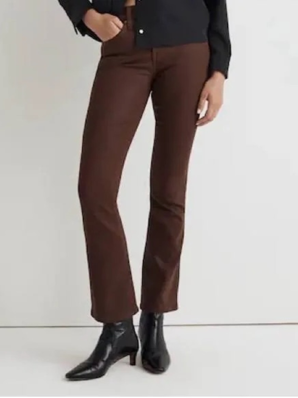 Women's Brown Coated Kick Out Jeans